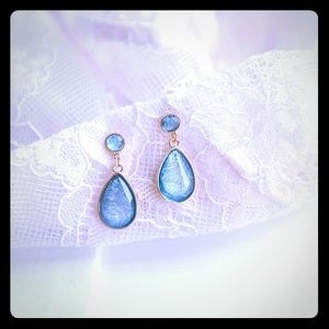 Blue Teardrop Crystal Earrings